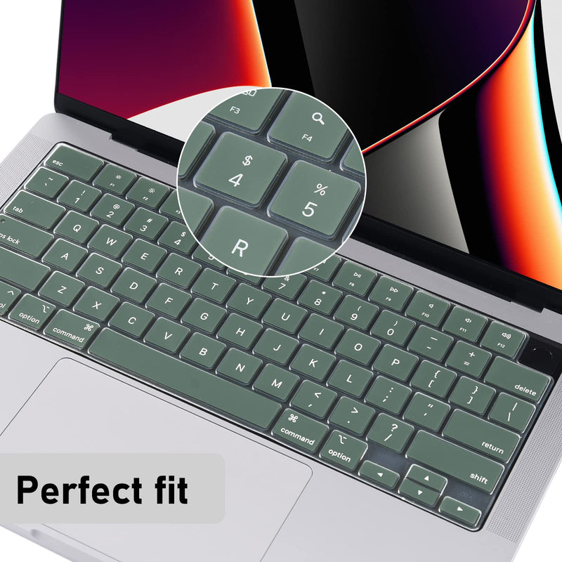 EooCoo Premium Keyboard Cover Skin Ultra Thin for 2023 MacBook Air 15" M2 (A2941), 2022 MacBook Air 13.6" M2 (A2681), 2023-2021 MacBook Pro 14" 16" M2 M1 (A2779 A2442 A2780 A2485), Midnight Green for Air 15"/ Air 13.6" / Pro14" / Pro16"