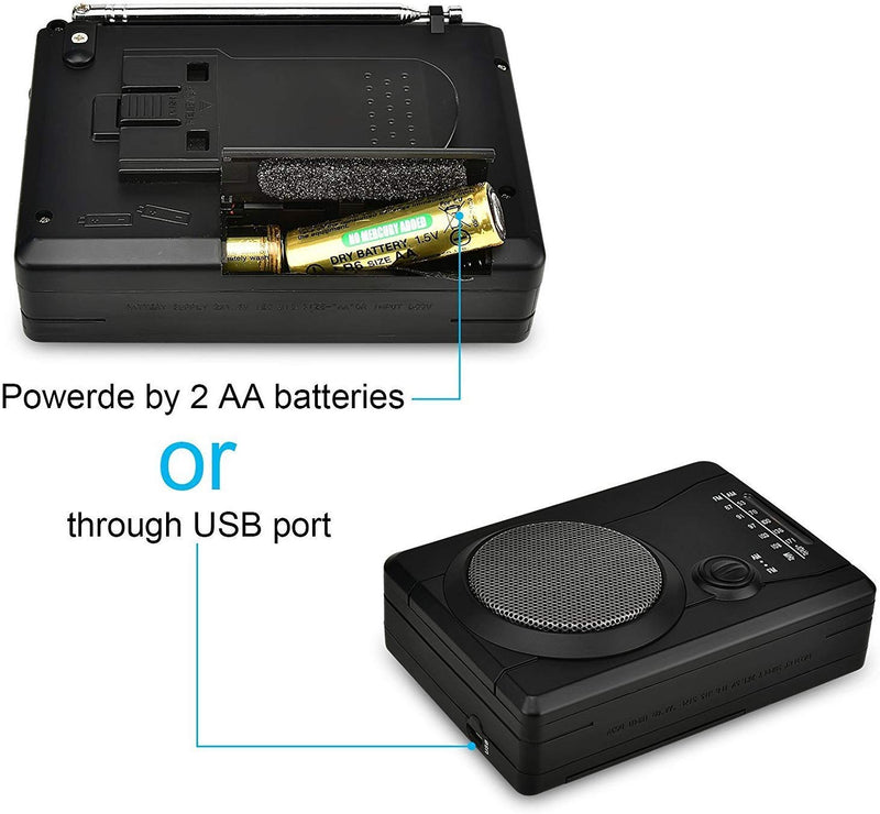 DIGITNOW! USB Cassette Player Personal Audio Recorder with Speaker, Radio Recording Cassette Tape to Digital MP3 Converter Black