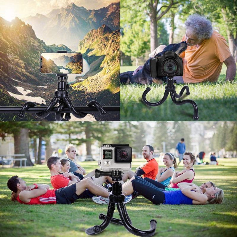 Flexible Phone Tripod, Outdoor Travel GoPro Tripod with Bluetooth Remote, Flexible Wrappable Smartphone Mini Stand for iPhone 12 11 Pro X Xs Max 8 7 Plus, Samsung S20 S10 S9 S8 Android DSLR Camera