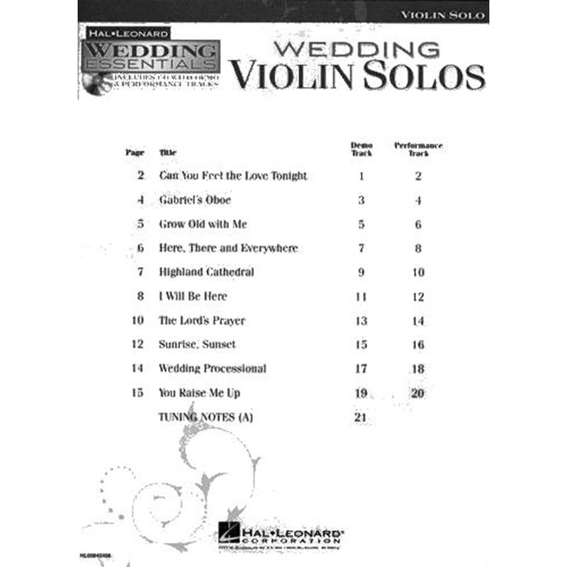 [AUSTRALIA] - Hal Leonard Wedding Violin Solos - Wedding Essentials Series (Book/CD) 