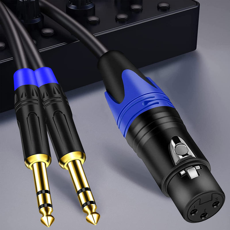 Dual 6.35mm 1/4 Inch to XLR Microphone Cable, Dual Mono 6.35mm Male to XLR Female Audio Y Splitter Patch Cord, Female 3-Pin XLR to Dual 1/4'' (6.35mm) TS Male Converter Adapter Cable-( 1PACK/6.6 FT )