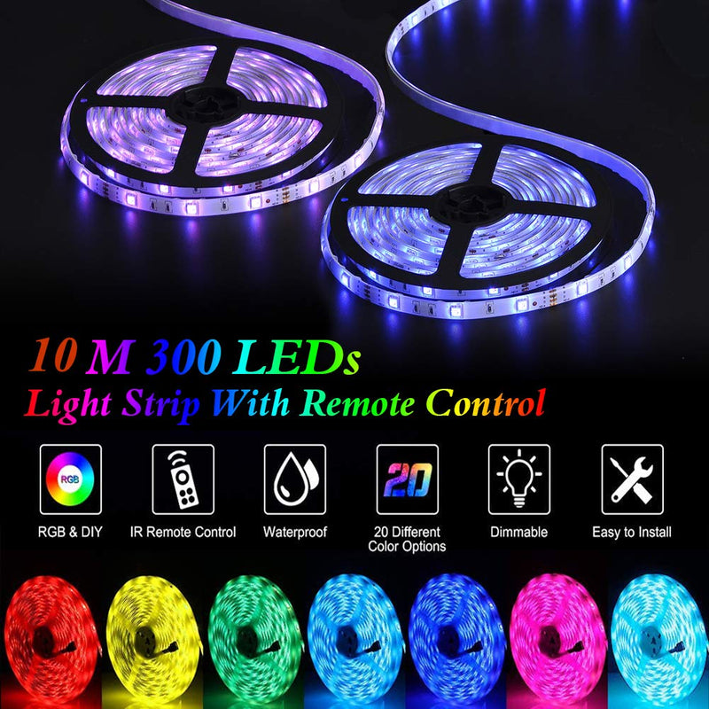 [AUSTRALIA] - LED Strip Lights, YORMICK 32.8 feet Waterproof Flexible Tape Lights Color Changing 5050 RGB 300 LEDs Light Strips Kit with 44 Keys IR Remote Controller and 12V Power Adaptor for Home, Bedroom, Kitchen 