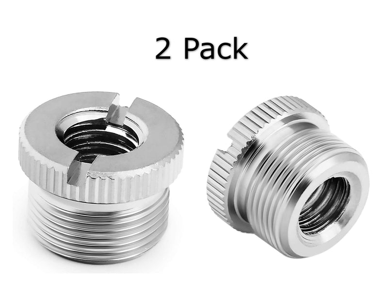 [AUSTRALIA] - Donuts Mic Stand Adapter 3/8 Female to 5/8 Male Screw Adapter Knurled Thread Adapter for Microphone Stand Mount 2 Pack silver 