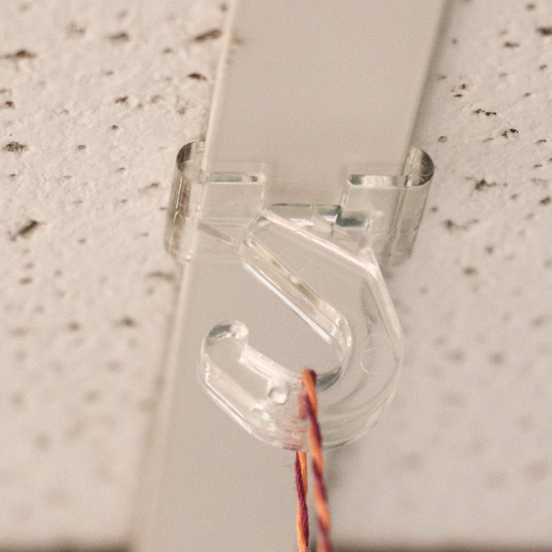 SharpTank Clear Hinged Ceiling Hooks - 20 Pack of T-Bar Track Clips for Suspended Ceilings - Hooks for Hanging Classroom Decorations, Office Signs, Plants - Holds up to 10 lbs Clear 20 Pack