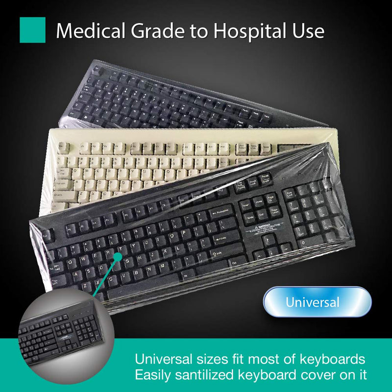 [3 Pack] Universal Fully Covered Flat Style 0.025mm Wipeable Superb Tactile Feeling Waterproof Anti-Dust Keyboard Cap Cover for Desktop Keyboard with Numeric Hospital/Dentist Use