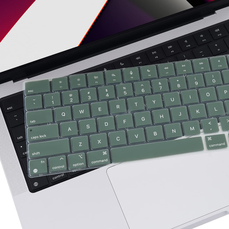 EooCoo Premium Keyboard Cover Skin Ultra Thin for 2023 MacBook Air 15" M2 (A2941), 2022 MacBook Air 13.6" M2 (A2681), 2023-2021 MacBook Pro 14" 16" M2 M1 (A2779 A2442 A2780 A2485), Midnight Green for Air 15"/ Air 13.6" / Pro14" / Pro16"
