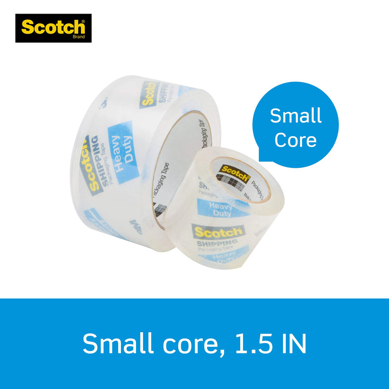 Scotch Heavy Duty Packaging Tape, 1.88" x 22.2 yd, Designed for Packing, Shipping and Mailing, Strong Seal on All Box Types, 1.5" Core, Clear, 1 Roll with Dispenser (142-BL)