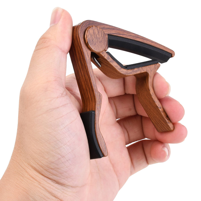 Alnicov Guitar Capo for Acoustic and Electric Guitars with 5 Picks(Random Colors),Woodcolor