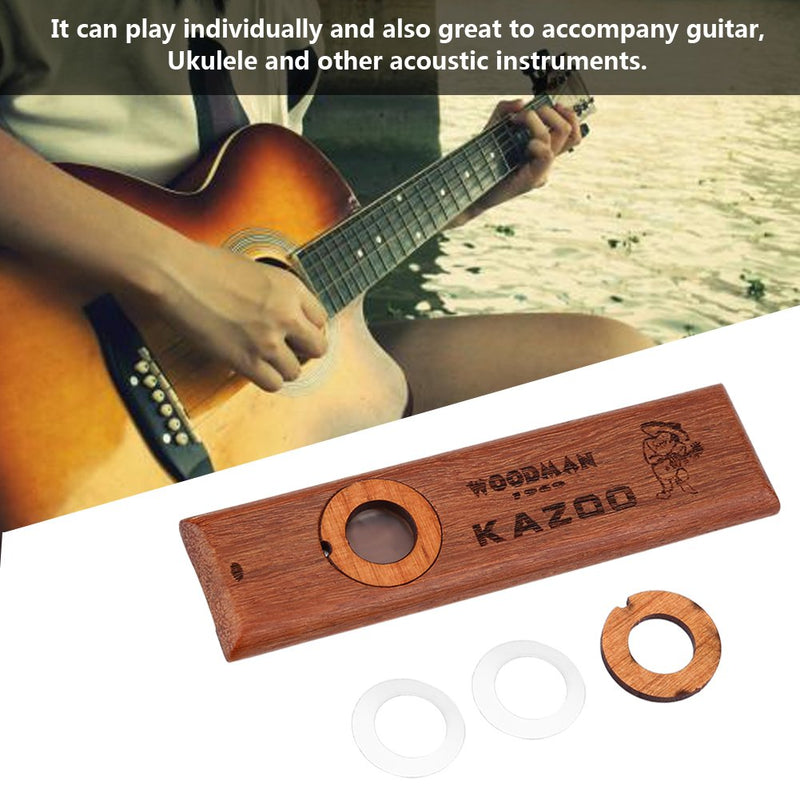 Dilwe Wooden Kazoo, Ukulele Guitar Partner Harmonica with Box for Music Lovers