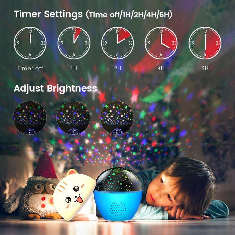 [AUSTRALIA] - Night Light Projector,Delicacy 2 in 1 Ocean Undersea Lamp and Starry Sky Projector,Bluetooth Speaker 360° Rotating LED Night Lights Projector for Kids Baby Bedroom Decoration 