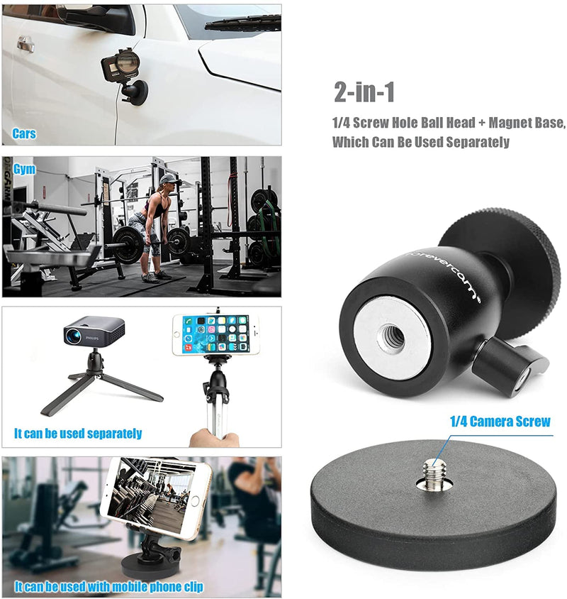 Magnetic Camera Mount and Magnetic Camera Stand Magnetic Foot Mini Ball Head Heavy Duty Metal Securely Attaches to Steel or Other Magnetic Surfaces