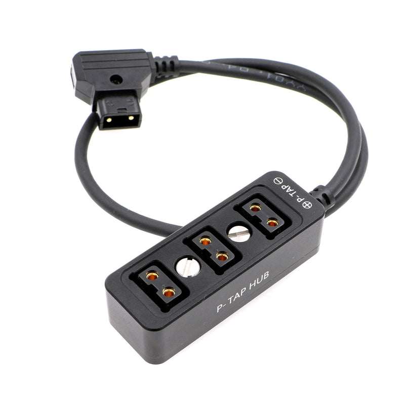 AConnect Splitter Cable with Screw Threads for ARRI RED Z CAM Cameras D-tap Male to 3 Port P-tap Hub Metal Splitter Power Cable with Screw Holes 21in/ 54cm Black