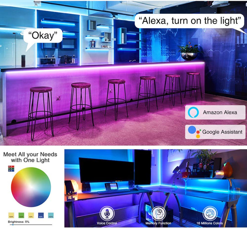 [AUSTRALIA] - Kaforto Smart LED Strip Lights 33.5 ft, WiFi Smart Phone APP Controlled, 300LEDs Waterproof IP65 & Music SYNC LED Lights Strip, Working with Alexa & Google Assistant for Bedroom,TV,Kitchen,Parties. 