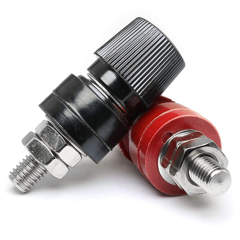 MEETOOT 4pcs 555 Pure Brass Terminal Binding Post M8 Copper Screw 8mm Voltage Regulator Terminal Block Power Terminal Red and Black