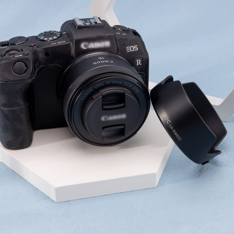 Reversible Tulip Flower Lens Hood Shade Fit for Canon RF 16mm f/2.8 STM Lens Replaces Canon EW-65C on Canon EOS R6 R5 R3 RP R Camera, Allow to Attach 43mm Filter and Snap-on Lens Cap