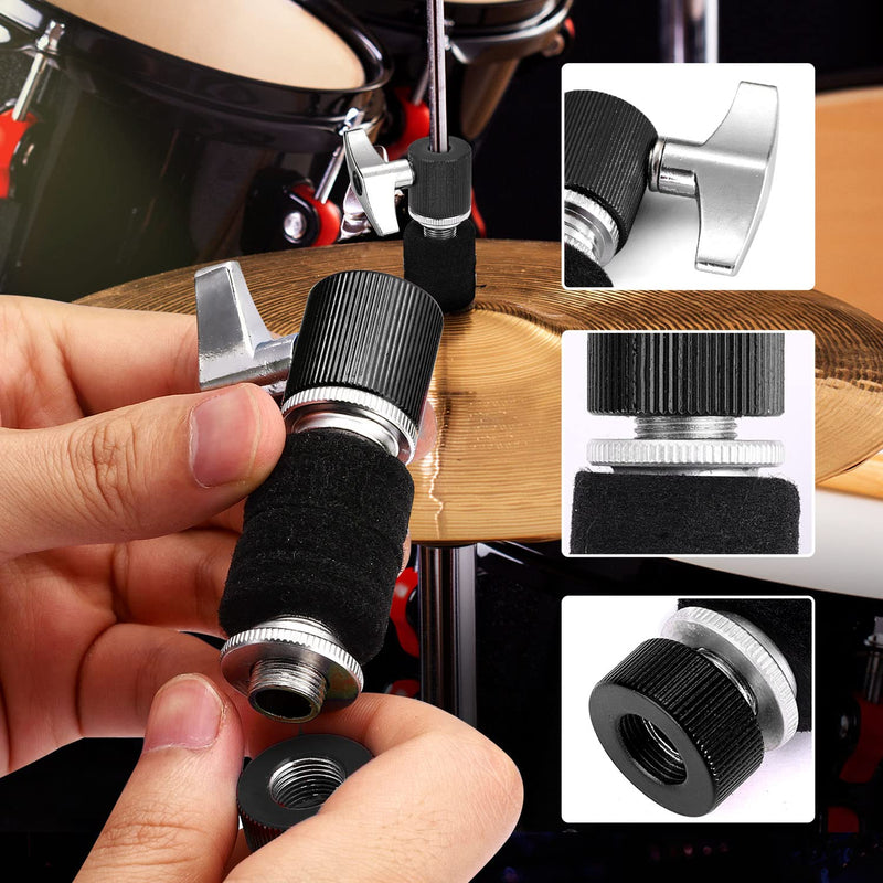 Facmogu 13PCS Cymbal Replacement Accessories, Standard Hi-Hat Clutch, Drum Cymbal Felt Pads Include Wing Nuts & Washers & Plastic Cymbal Sleeves, Replacement for Drum Set - Black 13 PCS