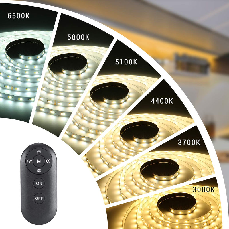 [AUSTRALIA] - 40ft Tunable White LED Strip Light, 1344 LEDs Dimmable 3000K-6500K LED Tape Lights with RF Remote, Flexible LED Rope Light Dailylight Warm White for Bedroom, Kitchen, Mirror, Bar, Cabinet, Ceiling 12m/ 40ft 