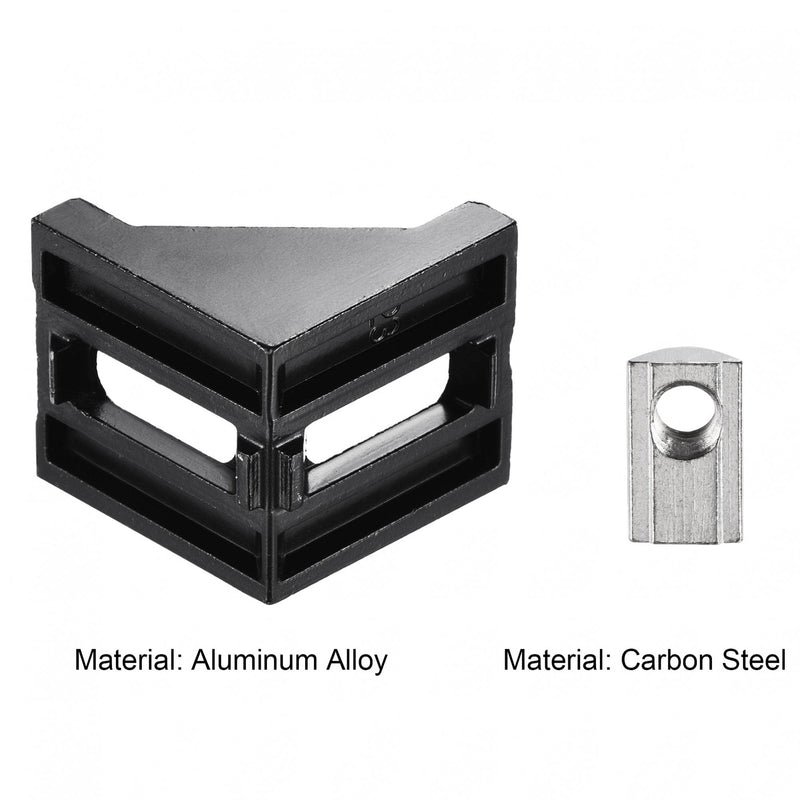 uxcell 10pcs 40x40mm Inside Corner Bracket Gusset Black, 10pcs Roll-in Spring M8 T Nut for 4040 Series Aluminum Extrusion Profile