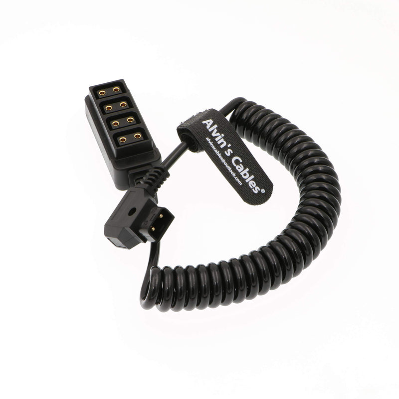 Alvin's Cables 4 Port D Tap to D Tap Male Female Coiled Splitter Cable for Anton Bauer V Mount Battery Coiled Cable 2