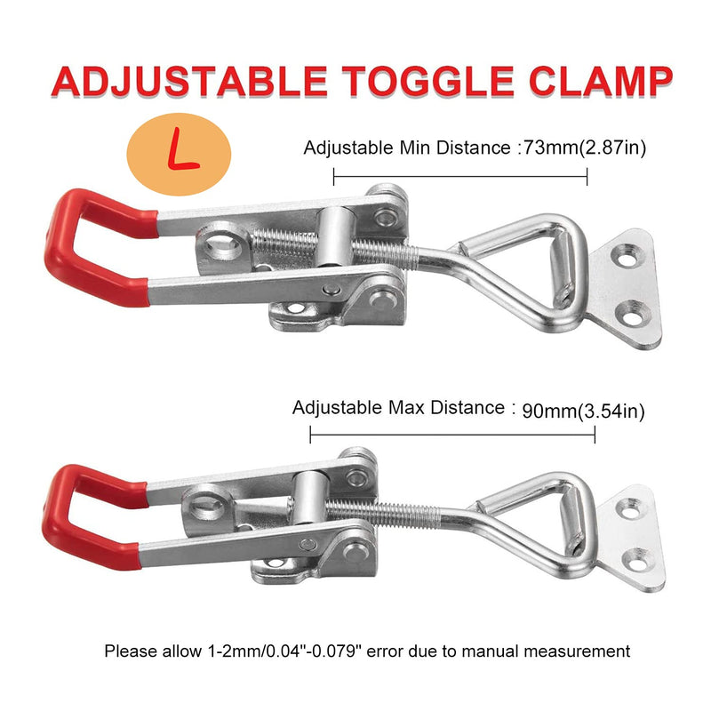 [AUSTRALIA] - 2PC 304 Stainless Steel Adjustable Lever Handle Lock Hasp Cabinet Box Latches Quick Release Toggle Latch Clamp Clasp Toolbox Case Hasp Hardware With Screws (Large) 