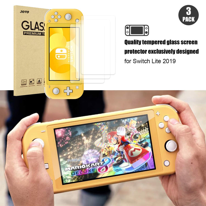 [3 Pack]Switch Lite Screen Protector, JOTO Tempered Glass Screen Film Guard Rounded Edge Real Glass Screen Protector for Nintendo Switch Lite 2019 -Clear