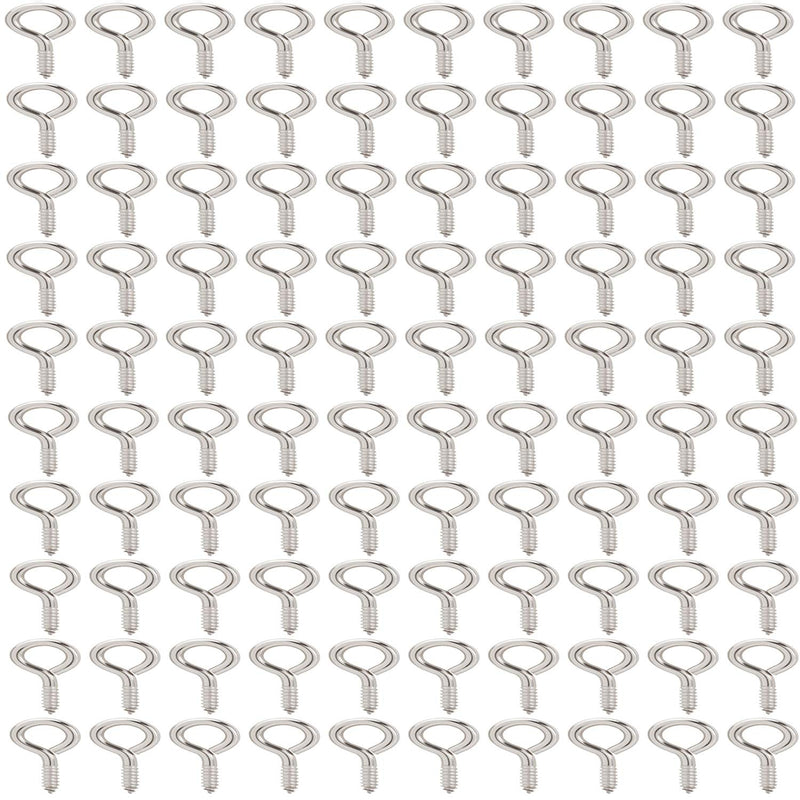 Silver 1 inch Screw Eyes Metal Eye Hooks Small Eyelet Screws, 100 Pcs Silver