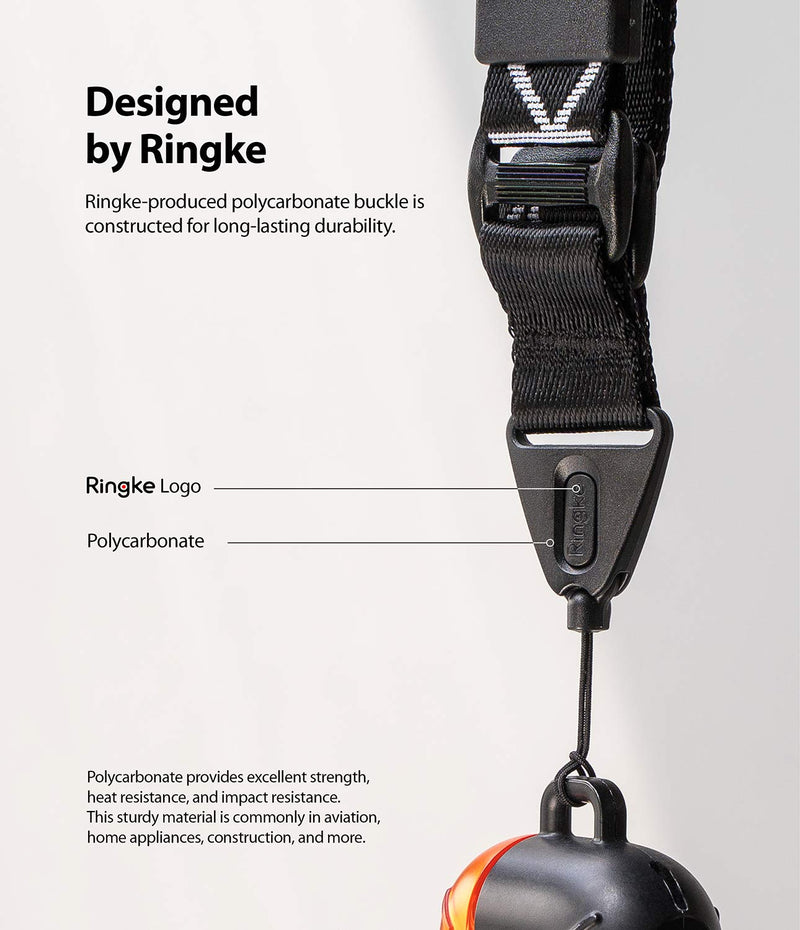 Ringke Lanyard Design Strap Lettering Shoulder Neck Hand Wrist Designed for Cell Phone Cases, Keys, Cameras & ID QuikCatch Lanyard Adjustable String - Lettering Black