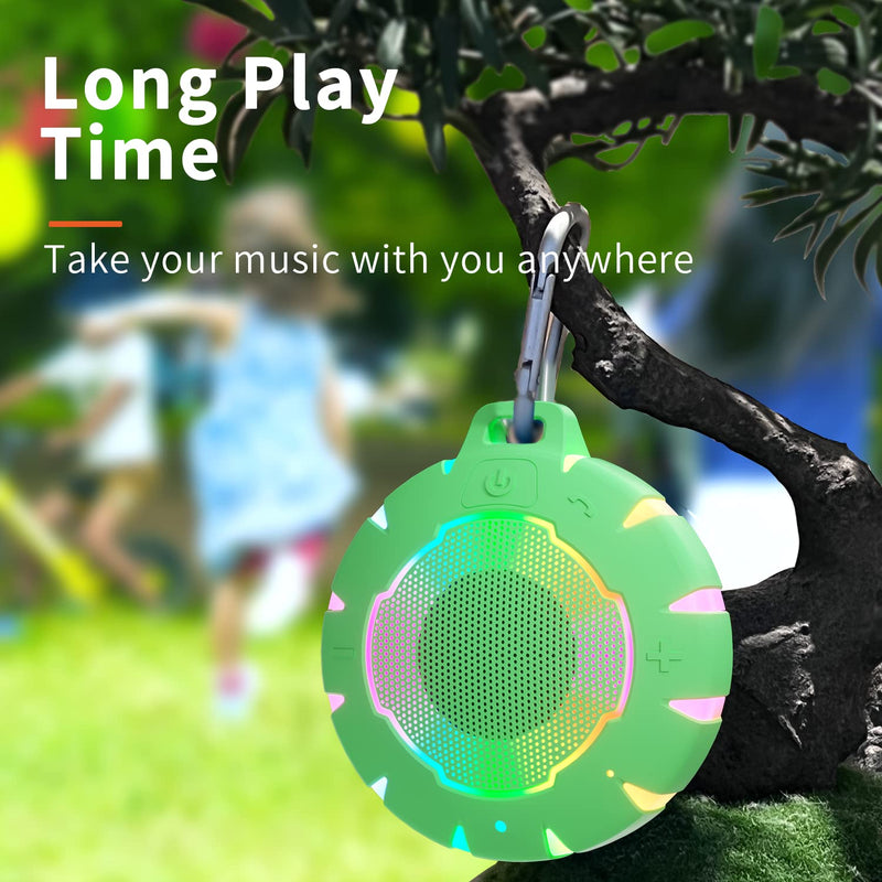 HEYSONG Waterproof Bluetooth Speaker, Shower Speaker with HD Sound, LED Light, Floating, Lightweight Portable Speakers for Travel, Pool, Beach, Kayak, Gifts for Kids, Teen Green
