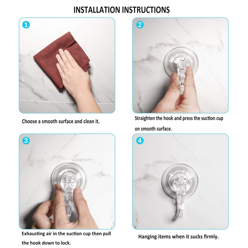 [AUSTRALIA] - VIS'V Suction Cup Hooks, Small Clear Reusable Heavy Duty Vacuum Suction Cup Hooks Strong Window Glass Kitchen Bathroom Hooks for Loofah Towel Robe Key Utensils Wreath Decorations - 2 Packs 