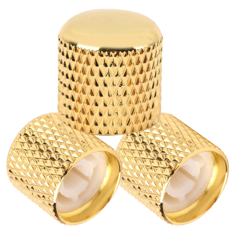 3pcs Guitar Knobs Electric Guitar Bass Volume Control Knobs Metal Switch Control knurled Knob Replacement Accessory Golden