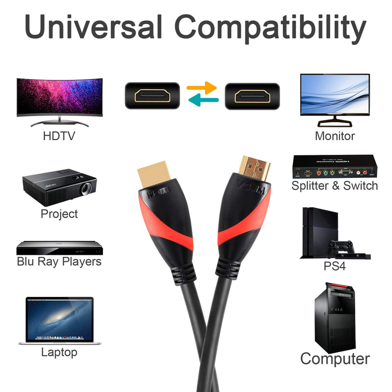 4K HDMI Cable 6 Feet - VCOM High Speed 18Gbps HDMI 2.0 Cord 30AWG with 24K Golden Plated Connector, Supports 60Hz HDR Video 4K 2160p 1080p, Compatible with Ethernet Monitor HDTV Xbox PS4/5 PC Netflix 6ft