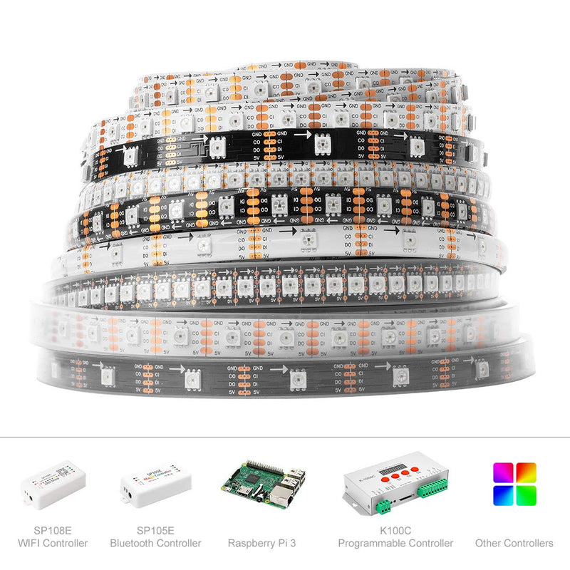 [AUSTRALIA] - BTF-LIGHTING SK9822(Similar to APA102C) Individually Addressable 3.3ft 1m 144 Pixels/LEDs Non-Waterproof Black PCB Data and Clock Separately DC5V Full Color 1m 144LEDs/m 