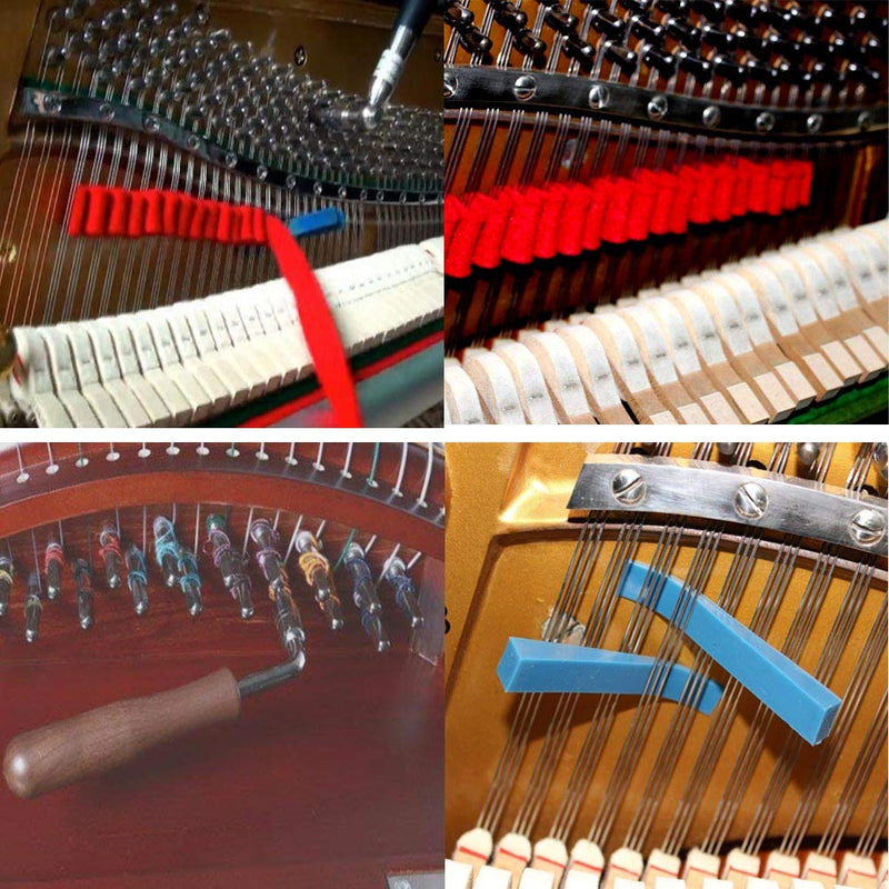 AYUBOUSA Piano Tuning Kit Professional Tune Piano 9 Pcs Kit Piano Tuning Tuning Wrench Hammer Rubber Mutes Temperament Felt Strip Mutes Triangular Basic Sets