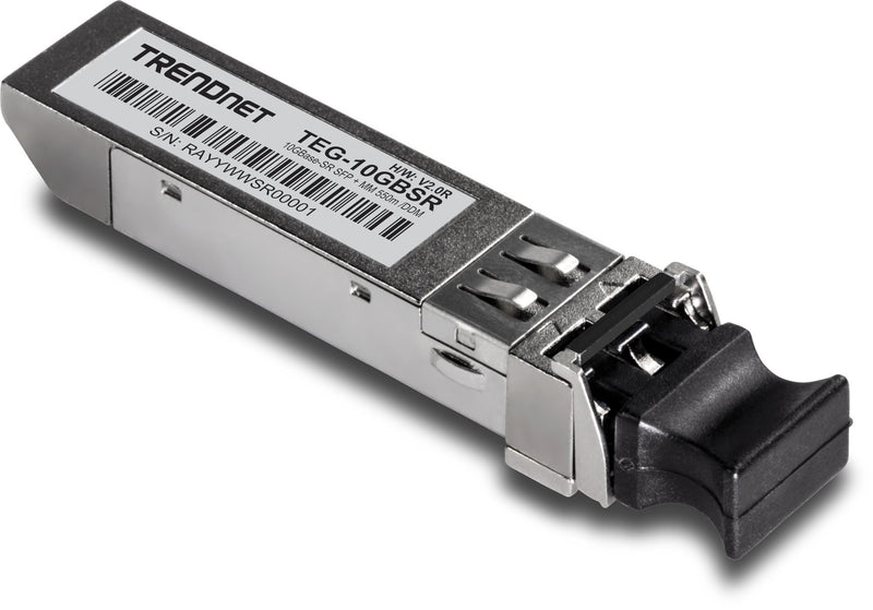 TRENDnet SFP to RJ45 10GBASE-SR SFP+ Multi Mode LC Module, TEG-10GBSR, Up to 550 m (1,804 Ft.), Hot Pluggable SFP+ Transceiver, 850nm Wavelength, Duplex LC Connector, DDM Support, Lifetime Protection 400 Meters