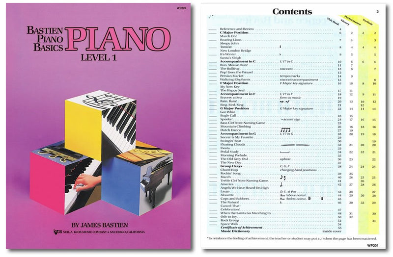 Bastien Piano Basics Level 1 Learning Set By Bastien - Lesson, Theory, Performance, Technique & Artistry Books & Juliet Music Piano Keys 88/61/54/49 Full Set Removable Sticker