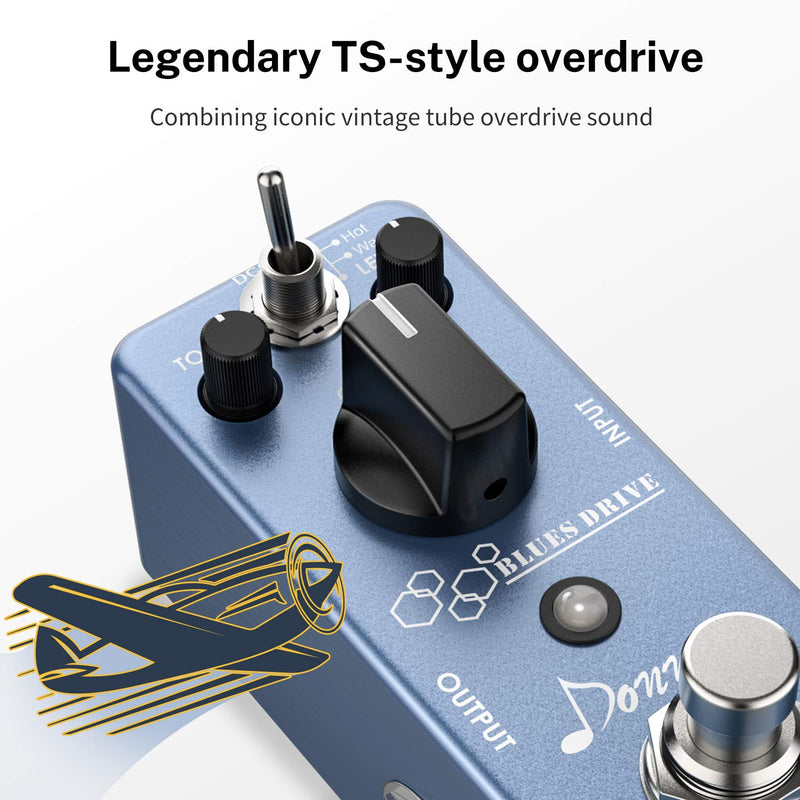 Donner Blues Overdrive Guitar Effect Pedal Classical Electronic Vintage True Bypass Warm/Hot Modes