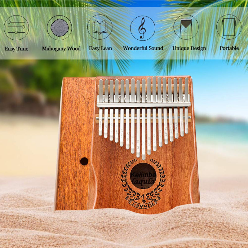 Kalimba 17 Keys Thumb Piano - Portable Mbira Sanza Finger Piano Professional Musical Instrument with Protective Case, Study Instruction, Tuning Hammer Gift for Kids Adults Beginners Light Mahogany