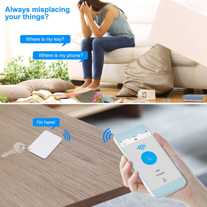 Bluetooth Item Finder Smart Key Finder Phone Locator Tracker Wireless Key Locator, Pet Tracker Wallet Tracker in White
