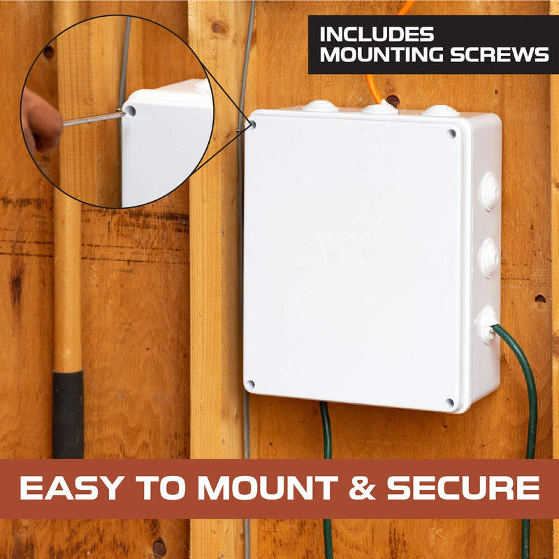 Outdoor Electrical Junction Box - Large 10 x 8 Inch Waterproof Plastic Box with Cover for Electronics Large Rectangular - 10" x 8"