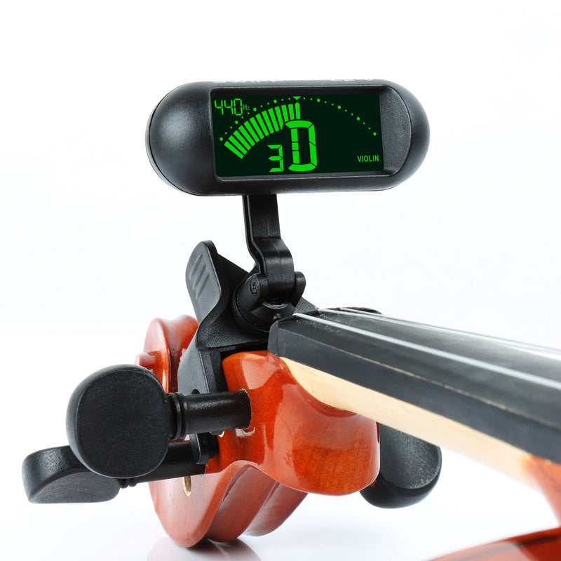 Rinastore Professional Violin Viola Tuner, Clip-On Large LCD Screen Tuner (Black)