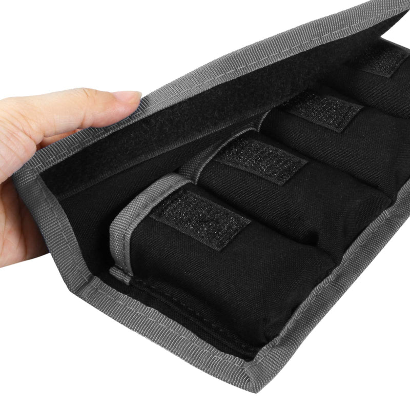 Meking 2 Pcs DSLR Battery Case Holder Storage Bag (4 Pocket) for AA/AAA Battery and LP-E6 LP-E8 LP-E10 LP-E12, EN-EL14 EN-EL15, NP-FW50 NP-F550 NP-FM500H (Gray+Blue)