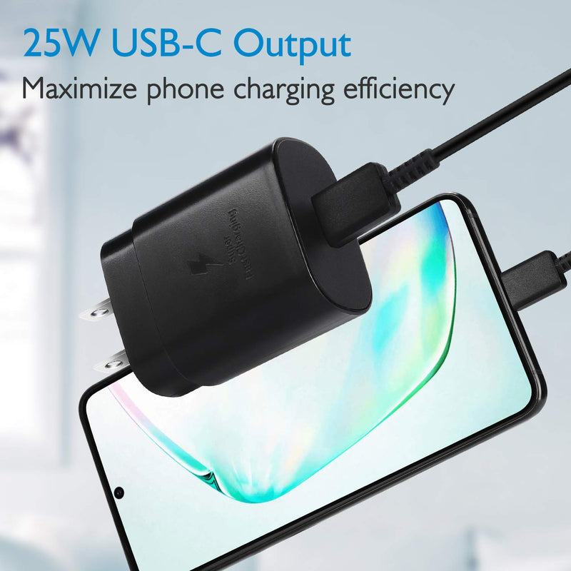 Type C Charger,25W USB C Fast Charger for S21/S21Ultra 5G/S21Plus/S20 Fe/Z Fold 3/Flip 3/Note 20Ultra/Note 10Plus/S20 Plus with 5ft USB C to USB C Fast Charging Cable,Super Fast Charger for S10 S9 S8 Black