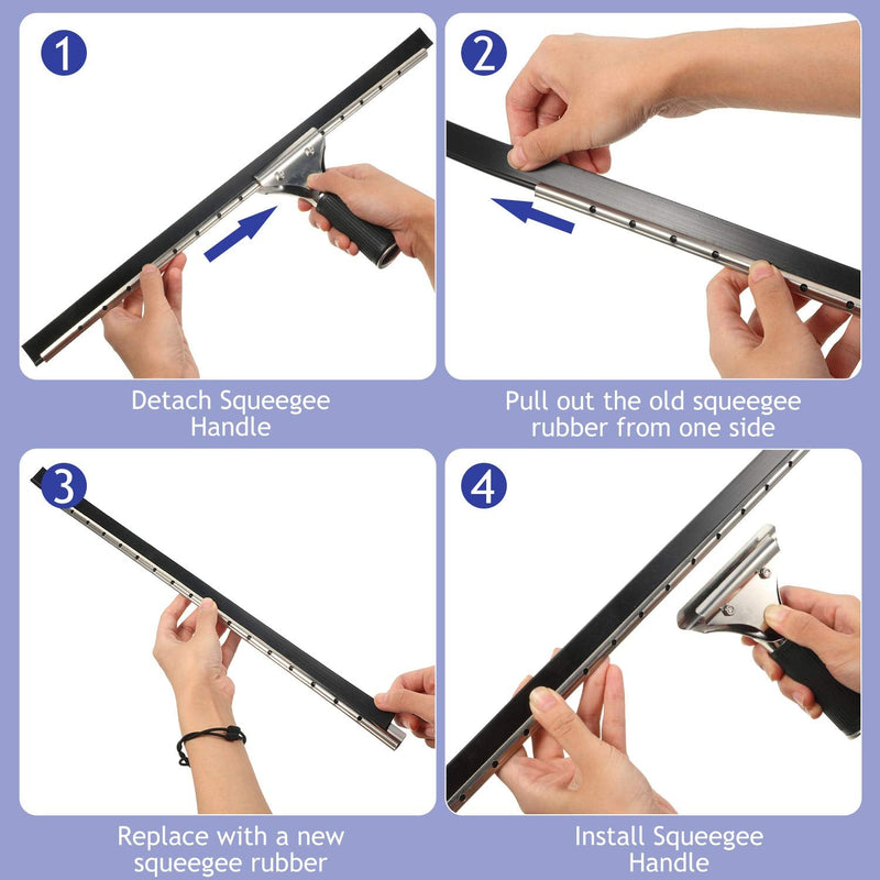 4 Pieces Replacement Squeegee Rubber 18 Inch Squeegee Refill Silicone Replacement Rubber Squeegee for Windows, Glass, Shower Doors