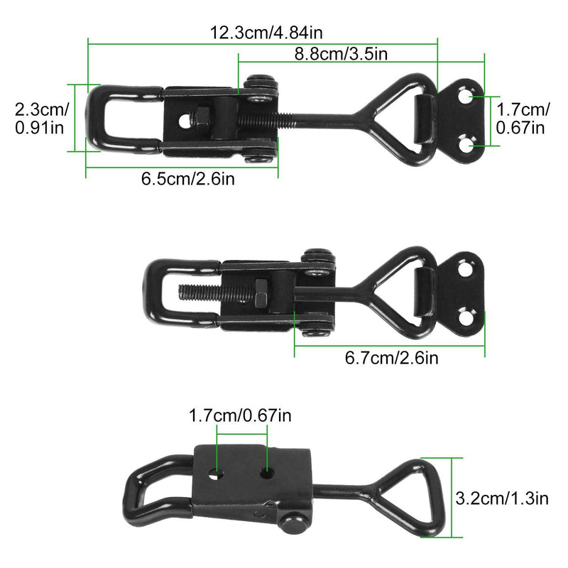 6Pack Adjustable Toggle Latch Clamp 550 lbs Holding Capacity Toggle Latch Hasp Clamp GH-4002 Quick Release Pull Latch Black Metal Draw Latch for Door, Box Case Trunk, Smoker Door, Jig Black-6pcs -550lbs
