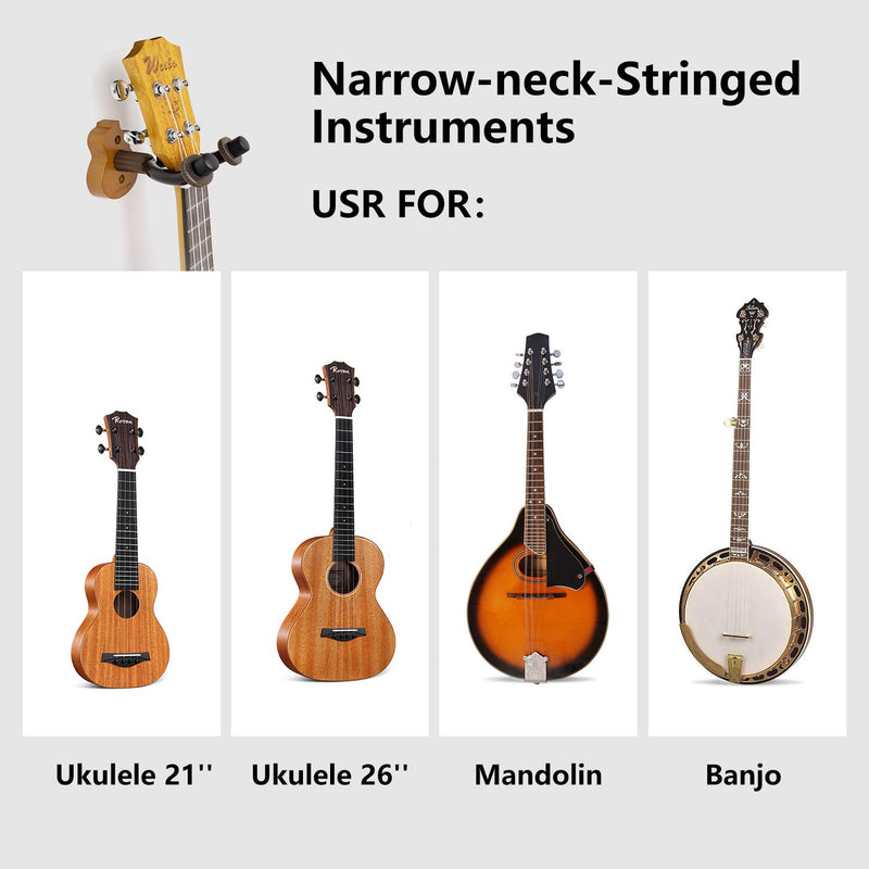 Ukulele Wall Mount Hanger stand 2pack wooden fits Mandolin Ukele, Banjo Hanger,Ukulele Keeper in home and Studio,Music shops, Museums, and trade show