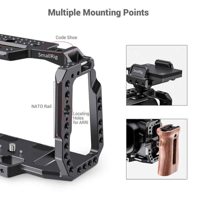 SmallRig BMPCC 4K/6K Half Cage Compatible with Blackmagic Pocket Cinema Camera 4K/6K, Half Cage with Anti-Twist Mechanism and Built-in NATO Rails CVB2254B