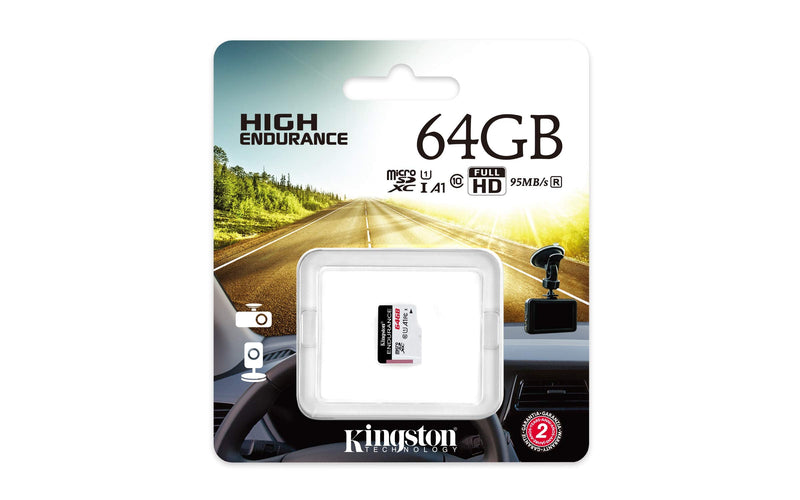 Kingston High Endurance 64GB MicroSD SDXC Flash Memory Card High Performance, 1080P, Full HD, Up to 95MB/S Read, (SDCE/64GB)