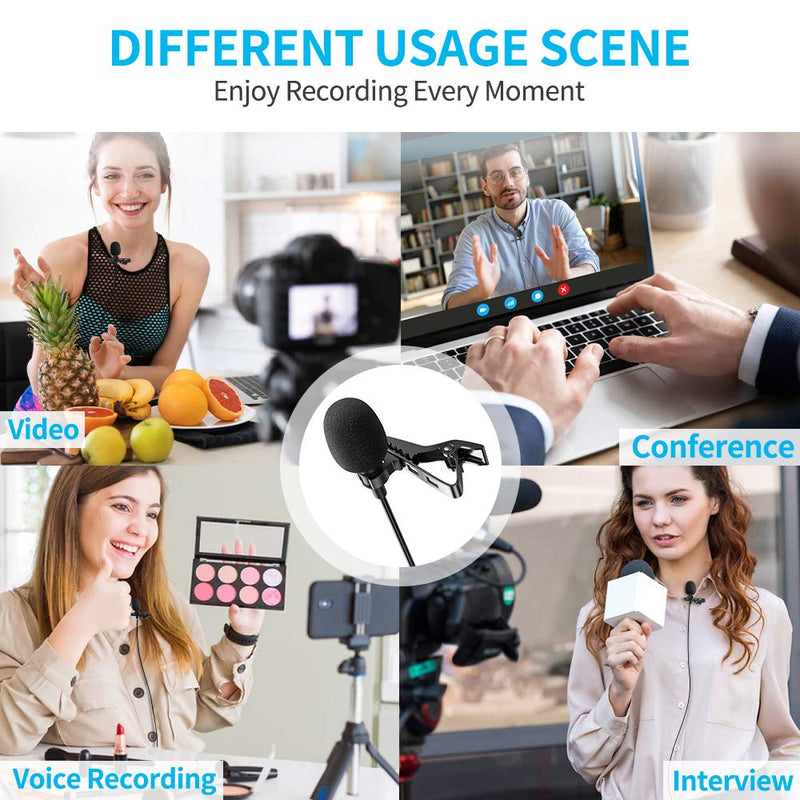 Microphone Professional for Phone,KINGONE Lavalier Lapel Omnidirectional Condenser Mic Compatible with Phone 7/7 plus/8/8 plus/11/ Pro Max, Phone X/XS for Interview, Studio, Video, Vlogging,YouTube
