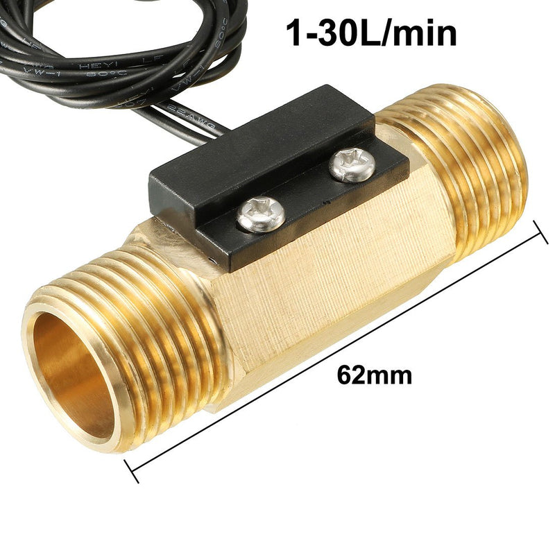 uxcell G1/2" Hall Effect Liquid Water Flow Sensor Switch Flowmeter Counter Meter 1-30L/min SEN-CL21W