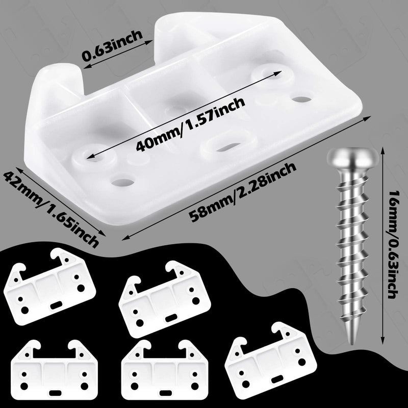 20 Pieces Drawer Track Guides Plastic Drawer Guides Drawer Slides Replacement Furniture Parts with Screws for Dressers, Hutches, Night Stand Drawer Systems White（2.28*1.65inch）